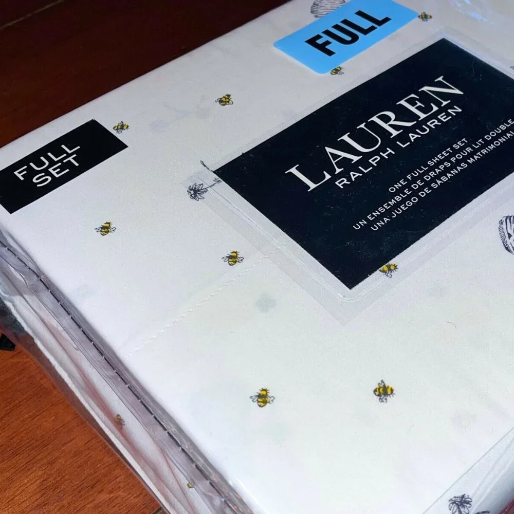 Ralph Lauren FULL Size Sheet Set - Honey Bees Hives Bumblebee (ALL COTTON)